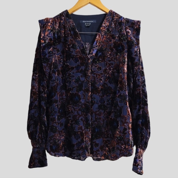 NEW French Connection Indigo Hayden Burnout Top Size 8 Women’s Medium - Picture 5 of 13